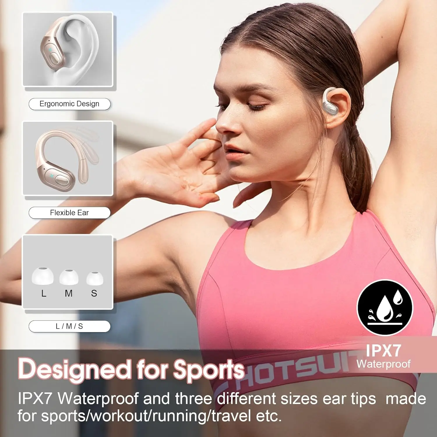 Беспроводные наушники TWS Bluetooth 5.4, спортивные вкладыши с HD-микрофоном, водонепроницаемые, стереозвук, 75 часов работы для iOSAndroid, горячая распродажа (art.: 3920da4193365) - 3920da4193365