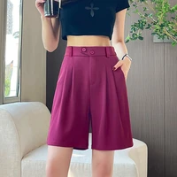 pants womens summer suits shorts womens summer loose casual wide legged high waisted straight a line 5 point pants