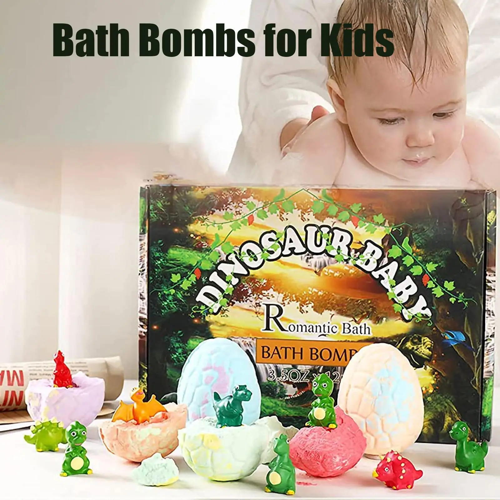 

Children'S Essential Oil Bath Ball Dinosaur Egg Gift Salt Bath Box Skin Smooth Bath Sea Moisturizing Bath Bomb U0U1