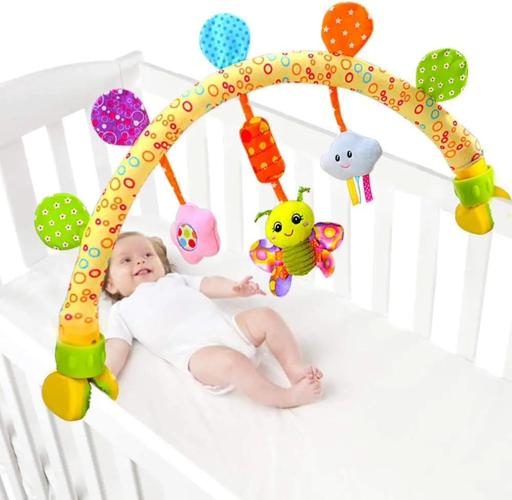 

Adjustable Baby Travel Play Arch Activity Animal Bassinet Crib Stroller Pram Car Seat Mobile with Rattle Wind Chimes BB Squeaker