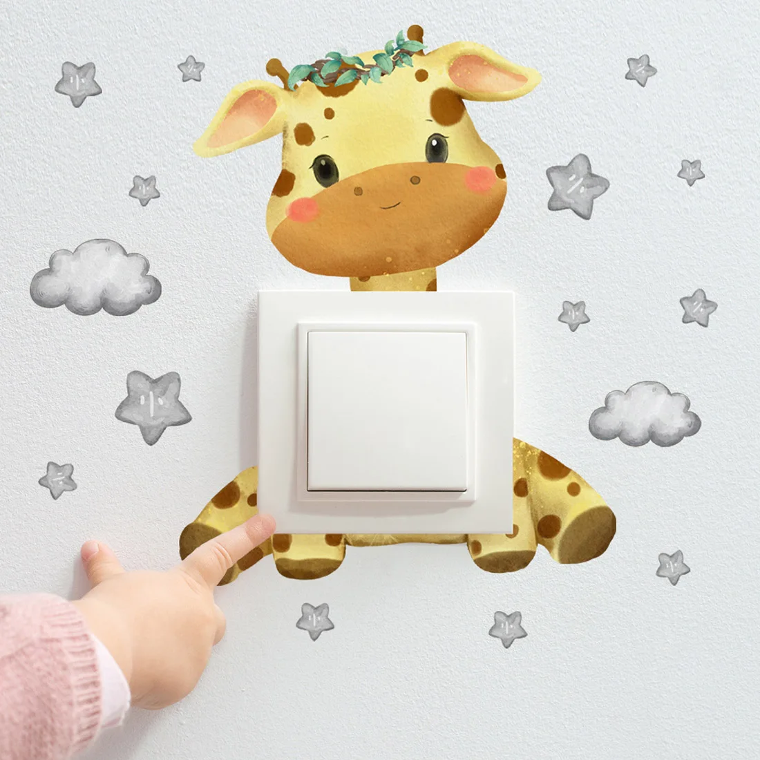 

2023 Kawaii Cartoon Animal Switch Stickers Cute Bear Elephant Giraffe Stickers Children Bedroom Living Room Home Decoration
