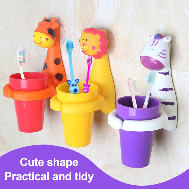 

Children's Toothbrush Cup Holder Wall-mounted Shelf Mouthwash Cup Cartoon Cute Wall-mounted Toothbrushing Cup Wash Set