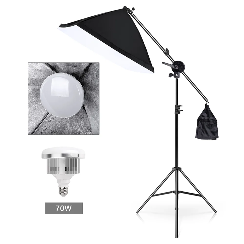 

50X70CM Softbox Suit With Tripod Boom Arm for Light Stand Extend to 135cm Portable Light Stand Boom Arm Holder for Photography