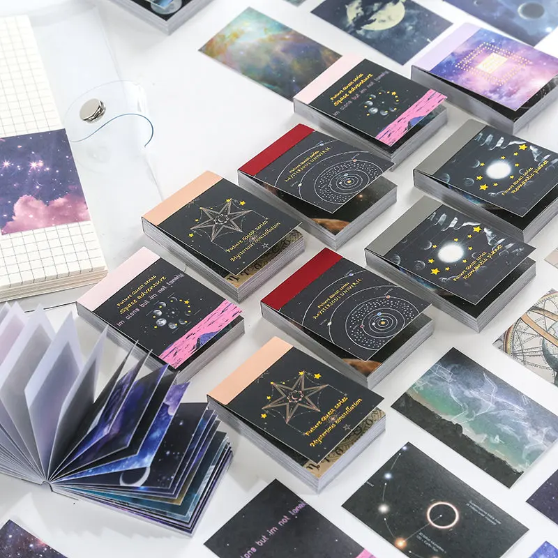 

50sheets Cosmic Starry Sky Mini Stickers Book DIY Scrapbooking Photo Album Creative Stationery Junk Journal Collage School