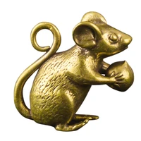 zodiac chinese mouse keychain bronze statue gift wealth shui feng prosperity goldkeyrings birthday lucky ornament hanging sign