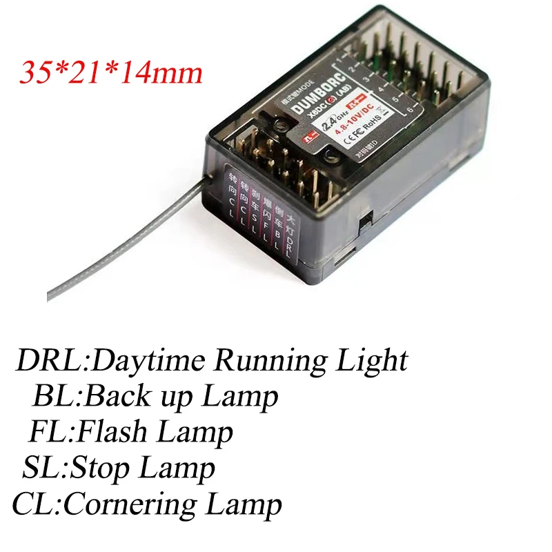DUMBORC X6DC X6DCG 6CH Receiver 2.4G Gyro 3.3-10V for X6 X4 X5 Transmitter Remote Controller LED Light Rc Car Boat Tank Vehicle images - 6