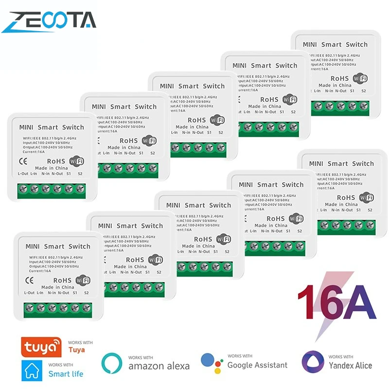 

Умный переключатель Zeoota 16 А с поддержкой Wi-Fi и управлением через Alexa Dot
