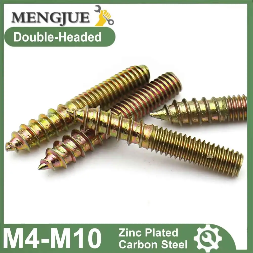 

M4 M5 M6 M8 M10 Zinc-Plated Hex Socket Head Self-Tapping Double-Ended Furniture Assembly Screw Pointed Tip Sofa Staircase Bolt
