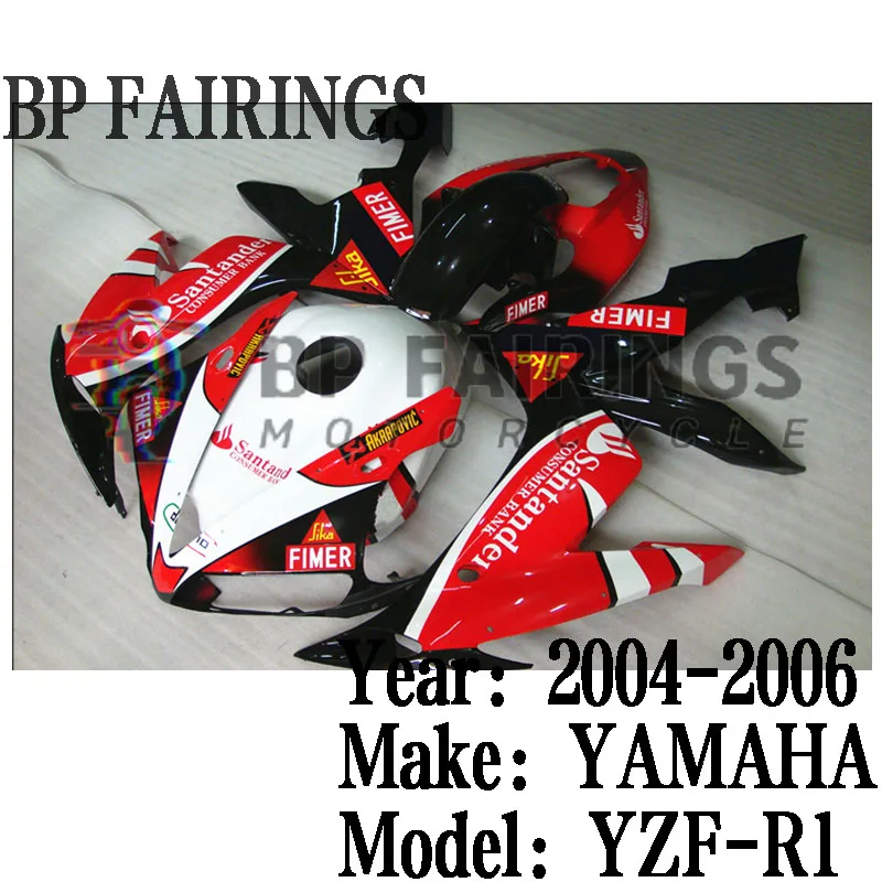 

for Yamaha YZF R1 2004 2005 2006 Motorcycle Bodywork Set Injection ABS Plastics Full Fairings Kit Set Red White Black