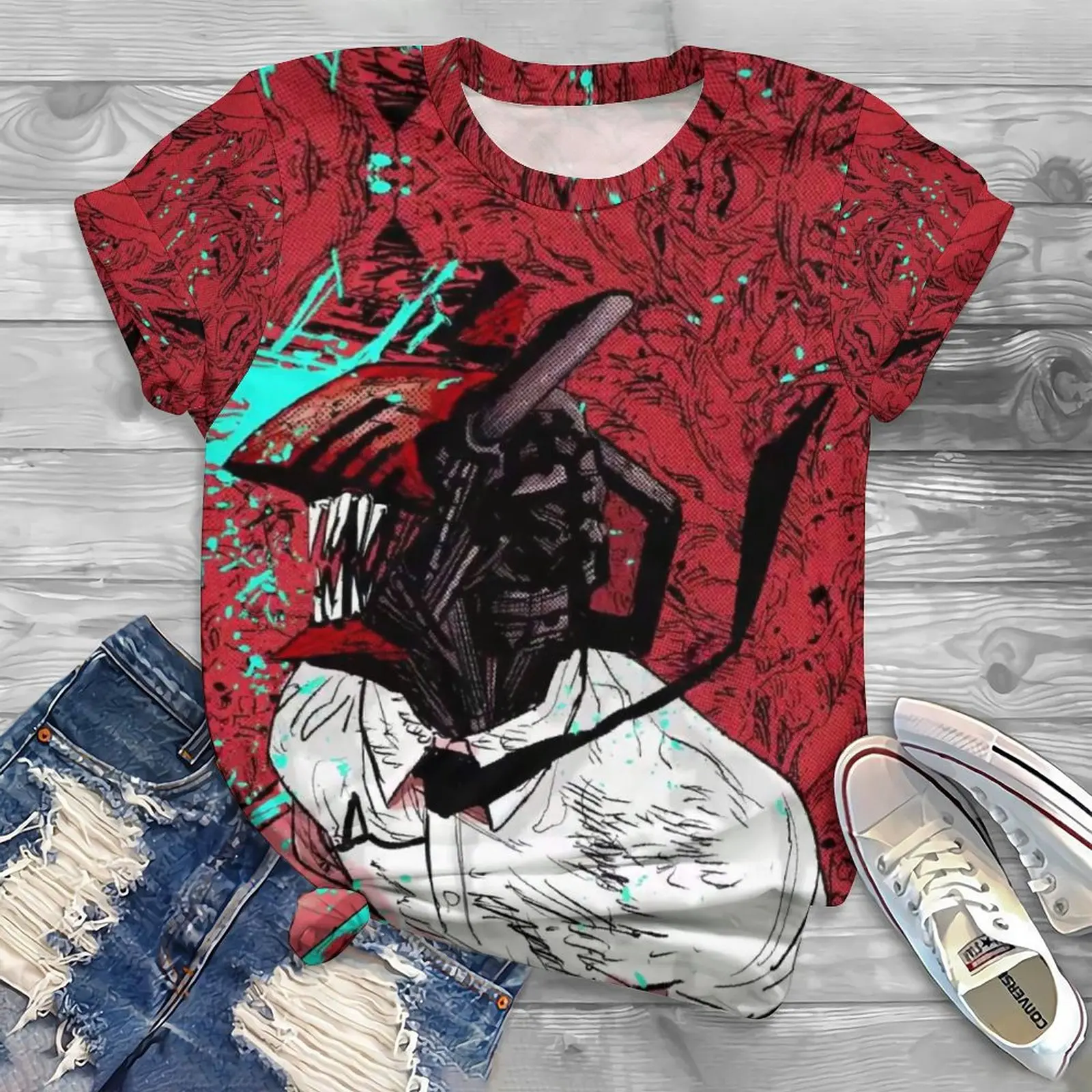 

Футболка женская оверсайз с коротким рукавом и круглым вырезом