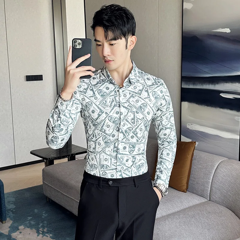 Y2K Мужские рубашки с длинным рукавом Весенние новые модные мужские винтажные
