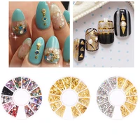 480pcs rose gold rivet nail studs 3d nail art decoration gold circle star round square triangle mixed accessories for nail parts