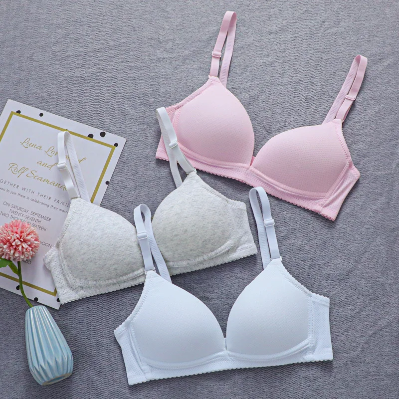 New Solid Color Wireless Comfortable Girl Underwear Adjustment Bra High School Students Development Period Bra 14 16 18 Years