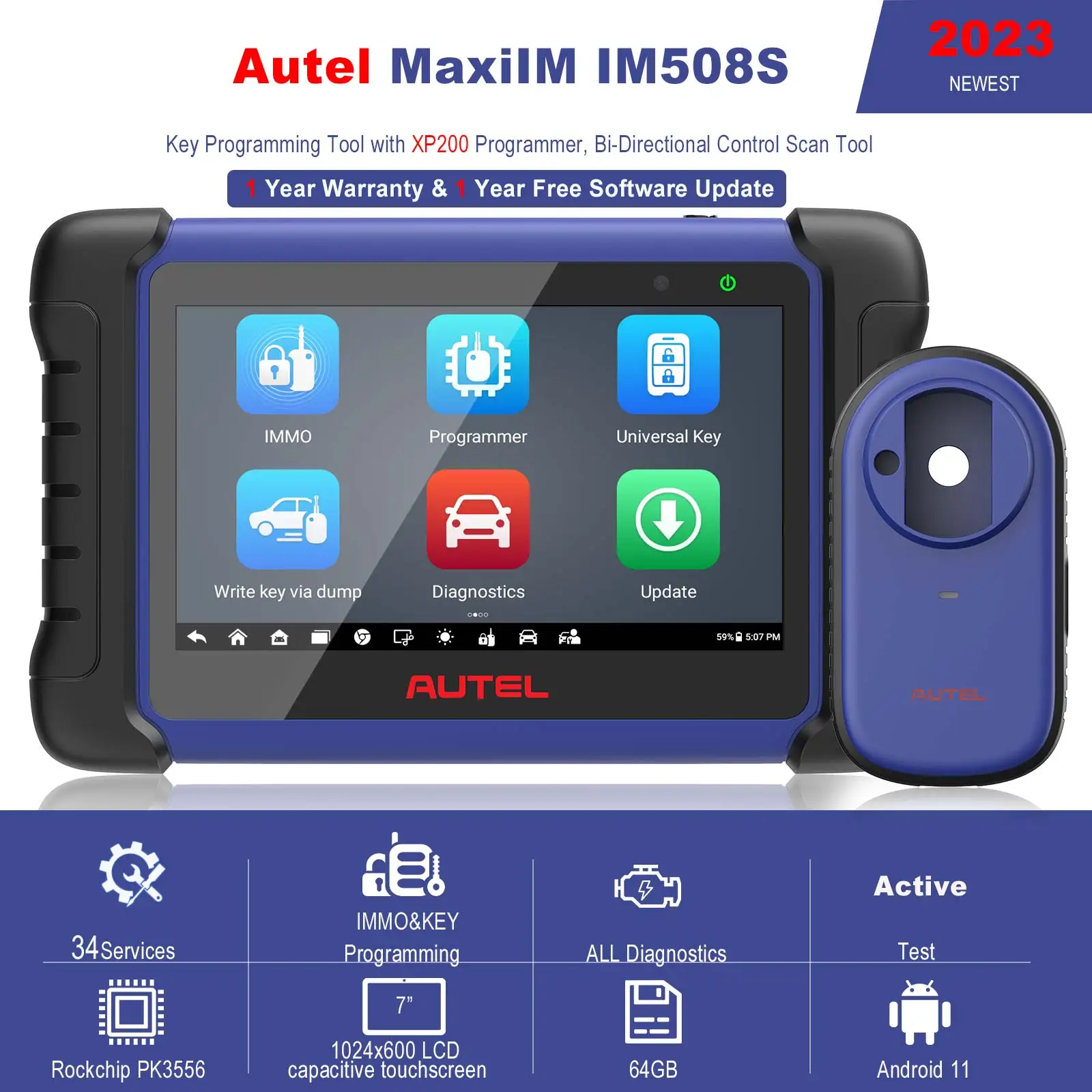 Фото Autel MaxiIM IM508S Усовершенствованный инструмент для программирования IMMO и ключей с бесплатным отофиксом Смарт-часы для ключей №2