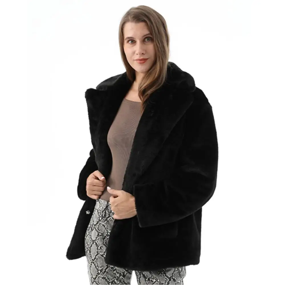 Winter Warm Women's Natural Fur Coats Fashion Designer Fluffy Thermal Parka Coat Real Fur Soft Pure Color Teddy Fur Coat