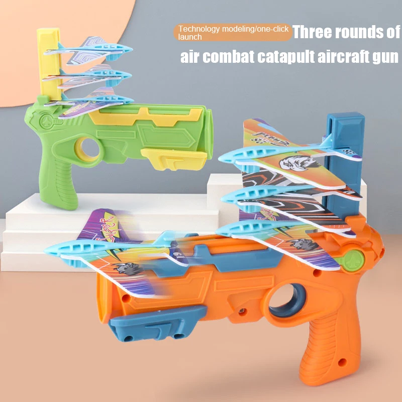 

2022 New Airplane Launcher Bubble Catapult With 6 Small Plane Toy Funny Airplane Toys for Kids Gift