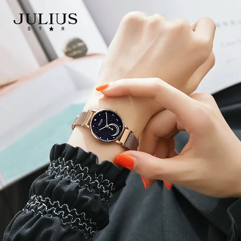 JULIUS Star Mesh with Magnet Buckle Small Dial Star Sky Surface Waterproof Watch Female Best Selling 2022 Good Gifts for Student enlarge
