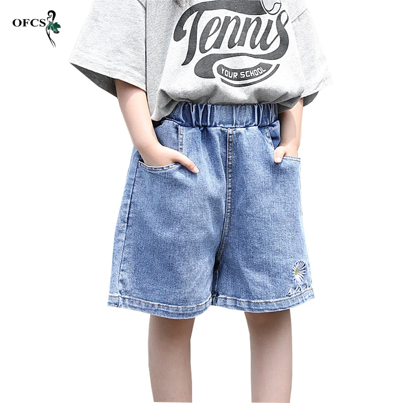 

New Arrival Summer Kids Short Denim Shorts For Girls Fashion Printing Embroidery Jeans Pants Thin & Soft Hot Children's Trousers