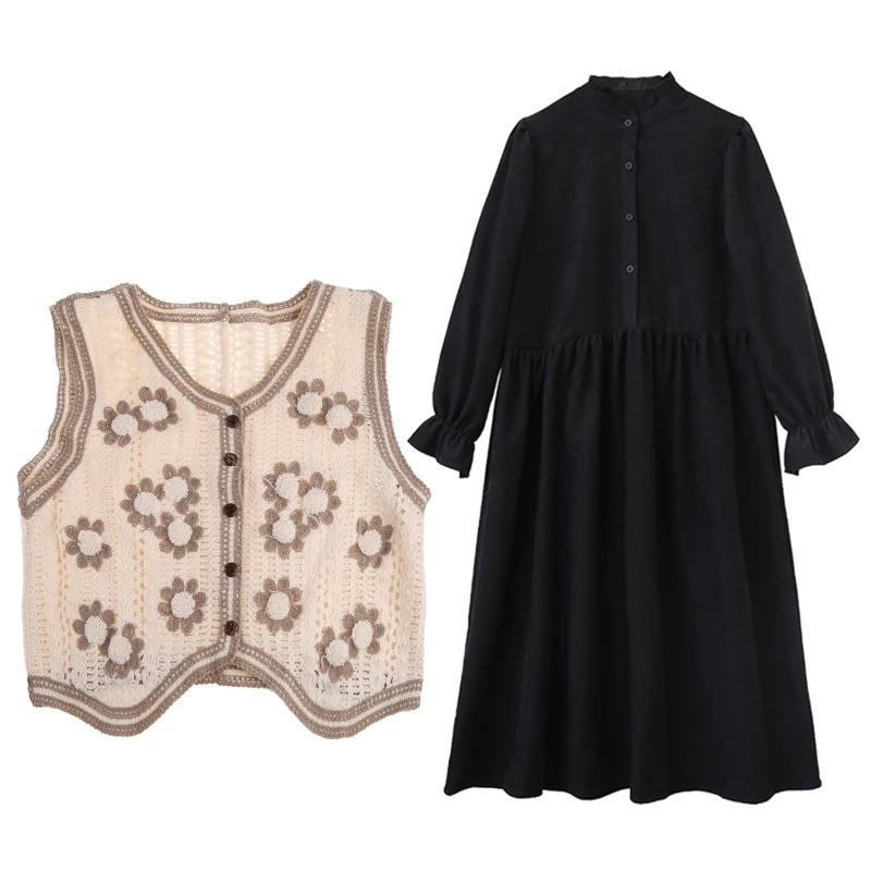 Женский вязаный жилет в стиле бохо винтажный красочный кардиган без рукавов с