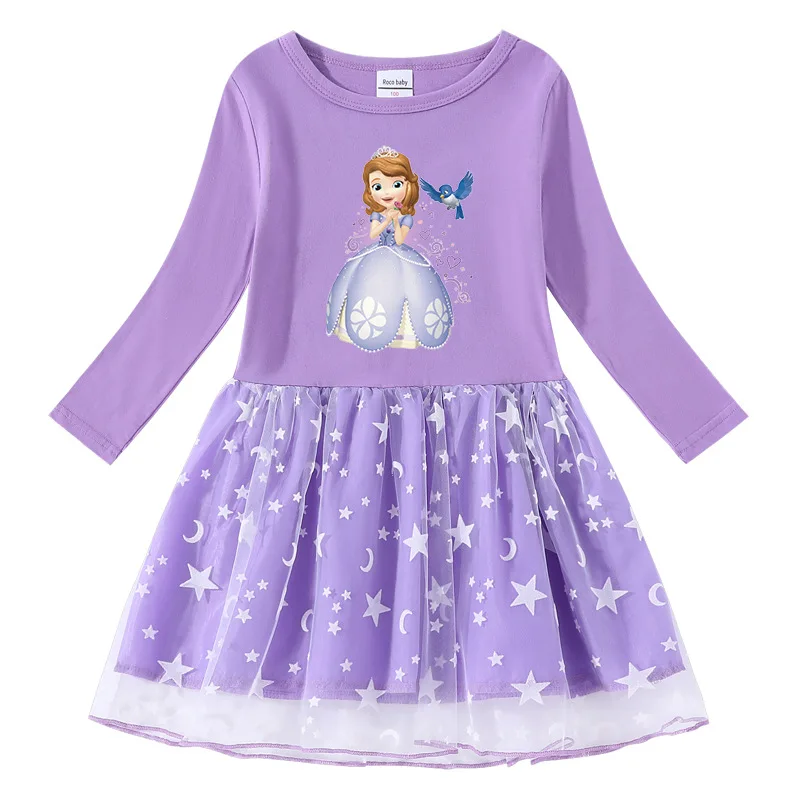 

Autumn Winter girls Long Sleeve Dress Kids Casual Christmas Party Costume Sofia Princess Girls Cotton Tulle Tutu Dresses