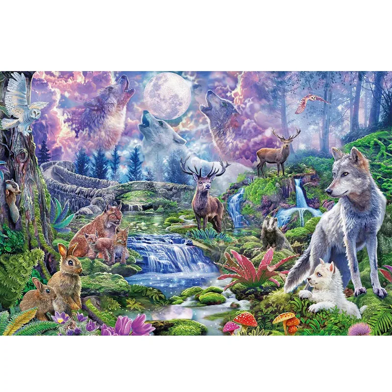 

Sunature 5D Full Square Round Drills Wolf Diamond Painting Poured Glue Canvas