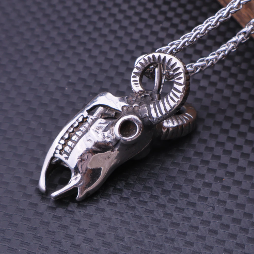 Ожерелье мужское из нержавеющей стали с подвеской в виде головы козы Сатаны