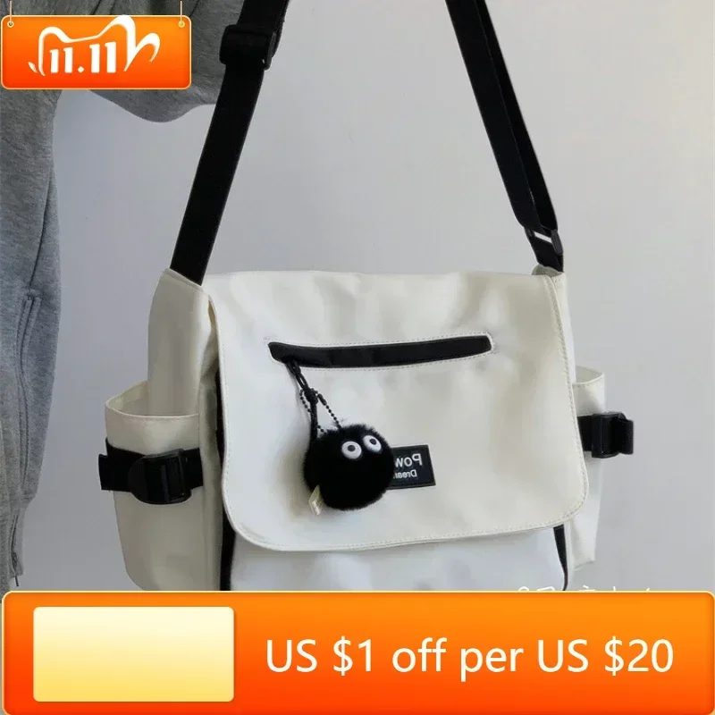 

Японские сумки через плечо в стиле Харадзюку для женщин 2023, цветная сумка на плечо в стиле преппи, Студенческая сумка-мессенджер с коллажем, сумки