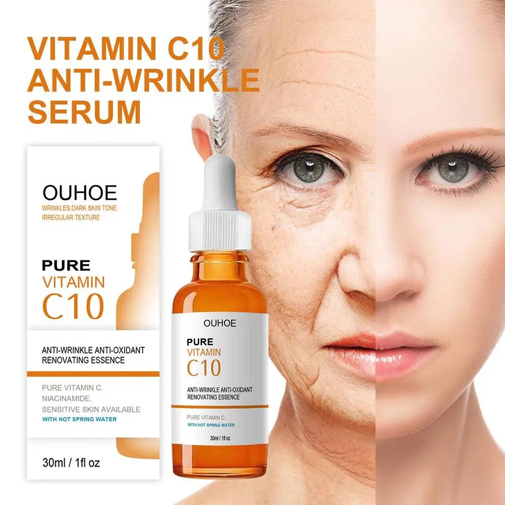 

Vitamin C10 Serum Anti-Wrinkle Fade Fine Lines Firming Repair Rejuvenation Moisturizing Face Brighten Products Lifting Care Q0V5