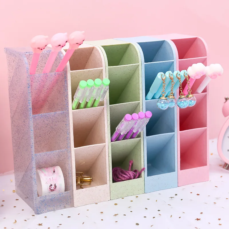 

Top Quality Custom School Stationery Korean Trend 2021 2022 Multifunctional 4-layer Eco Plastic Container Pen Holder