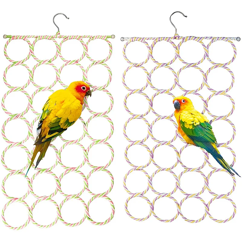 

Pet Parrot Swing Hanging Toy Bird Rope Climbing Net for Parakeet Cockatiel Cockatoo Conure African Grey Macaw Bird Accessories