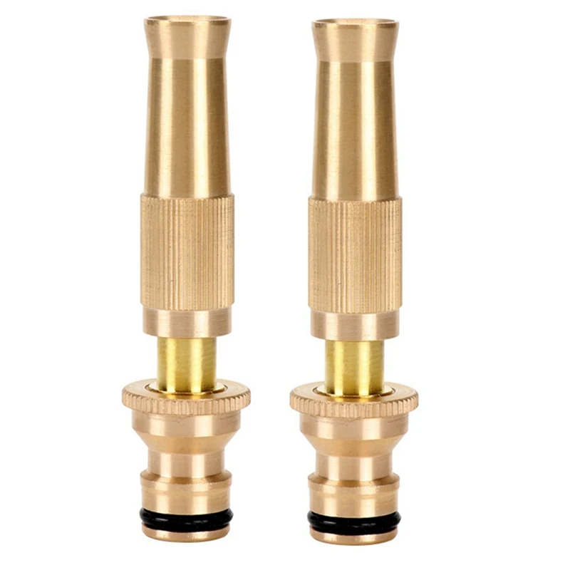 

2X High Pressure Hose Nozzle Heavy Duty , Brass Water Hose Nozzles For Garden Hoses, Adjustable Function