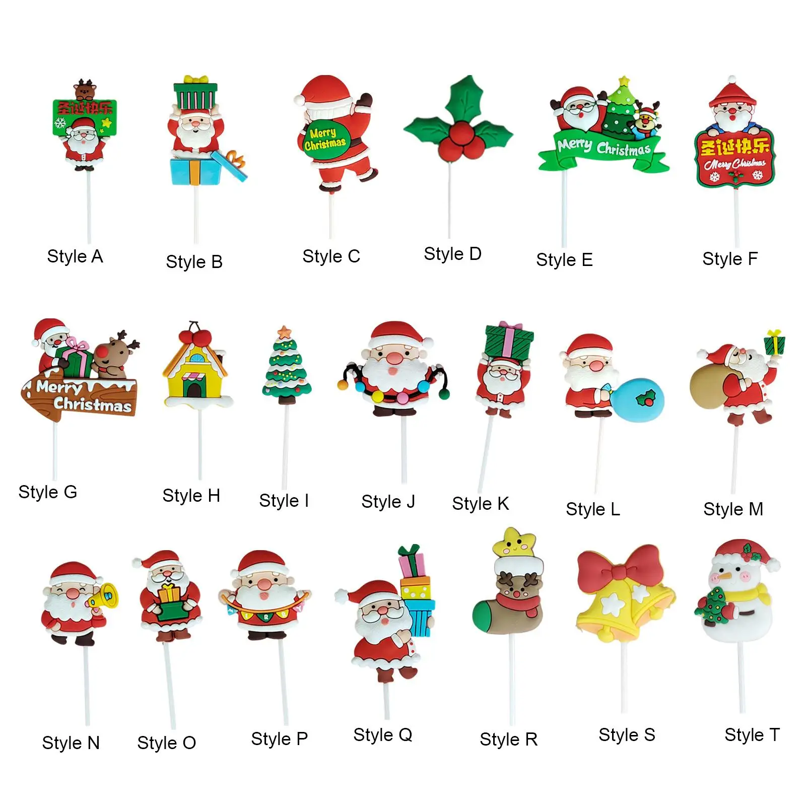 

Merry Christmas Cake Toppers Holiday Tasteless Bright Color Cake Decorating