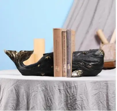 

Позолоченные книжные подставки с Китом, книжная полка для библиотеки, поделки из смолы, украшения, скульптура с Китом, украшение для стола, комнаты, эстетический Декор