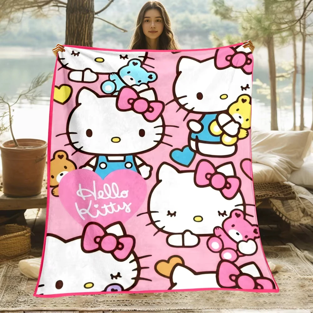 Одеяло с HD-принтом Hello Kitty легкое фланелевое покрывало для кровати путешествий