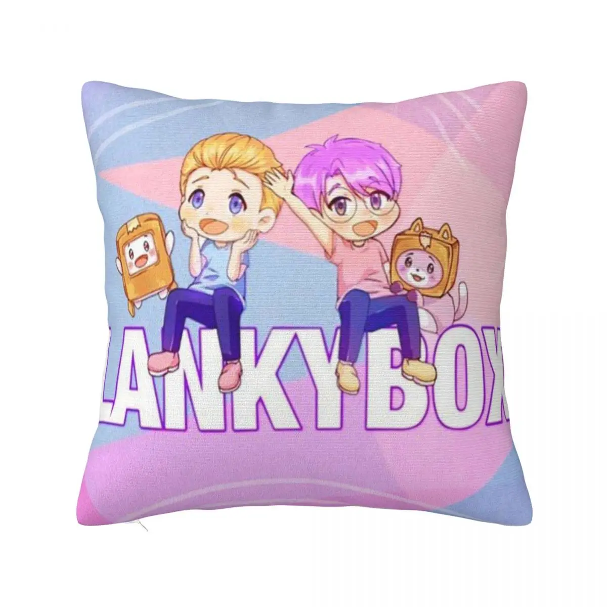 

Lankybox Pillowcase Printed Polyester Cushion Cover Gift Boxy and Foxy Pillow Case Cover Home Square 45X45cm