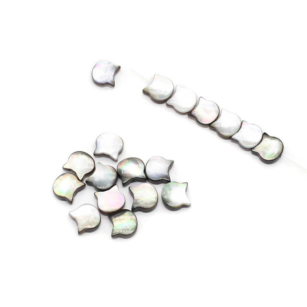 

2 Pcs Natural Shell Beads Cat Shape Black Shell Loose Beads for Jewelry Making Necklace Bracelet