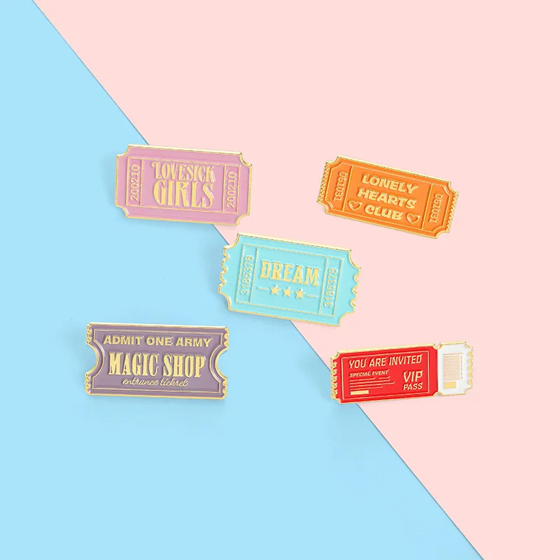 

New Cartoon Stamp BROOCH BADGE Lonely Club Movie Ticket Magic Letter Paint Stamp Badge Pin Banquet Punk Party Pin Decoration