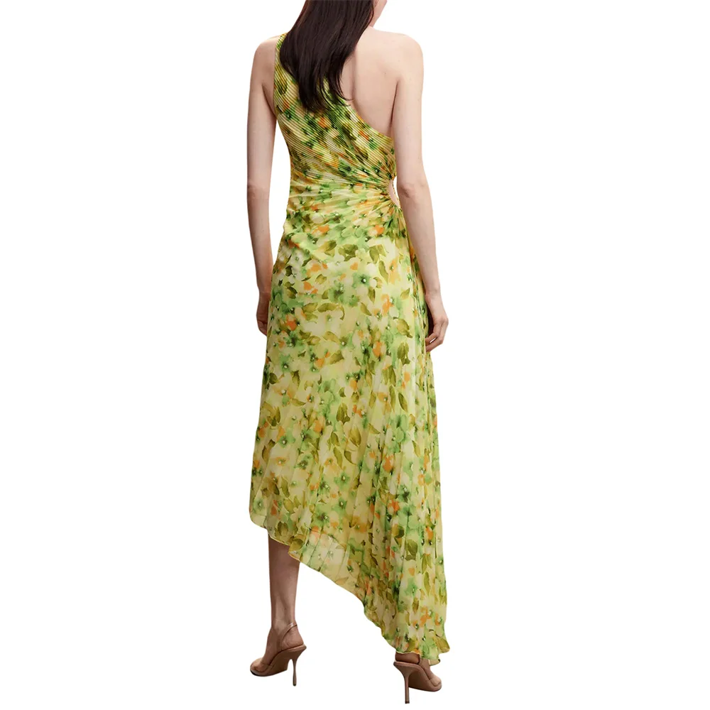 Douhoow женское Плиссированное длинное платье 2023 модное без рукавов на одно плечо