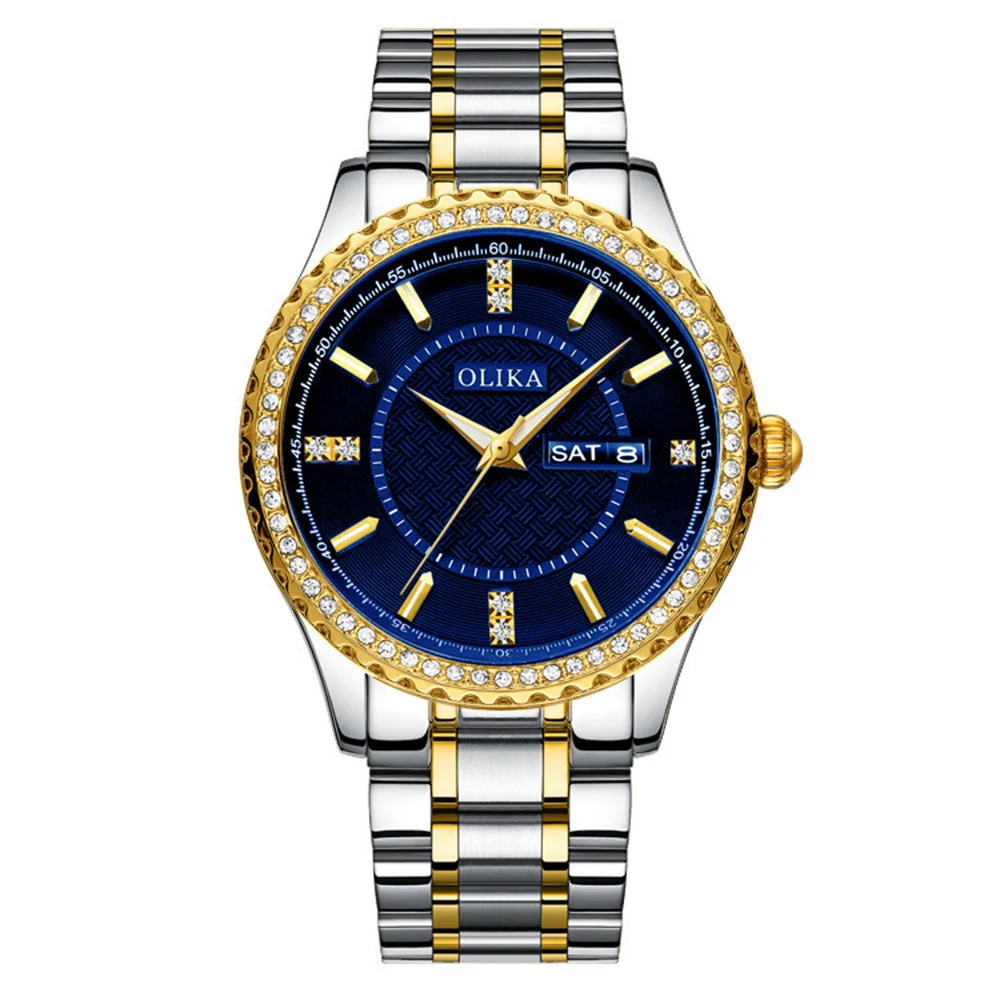 QSCY OLIKA Men Ladies Watch Fashion Diamond Couple Watch Waterproof Stainless Steel Quartz Watch enlarge