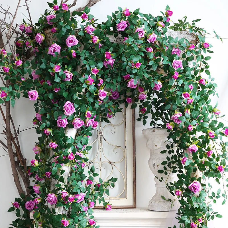 

80/175cm Artificial flowers rose Plants vineHanging Silk Garland Green Plant Home Garden Wall Fence Wedding Birthday Decor