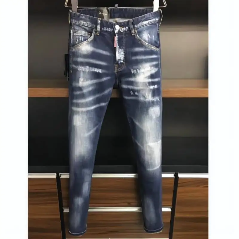 

Hole Jeans Skinny Straight Pants Motorcycle Party Casual Trousers Street Denim Clothing 9818#