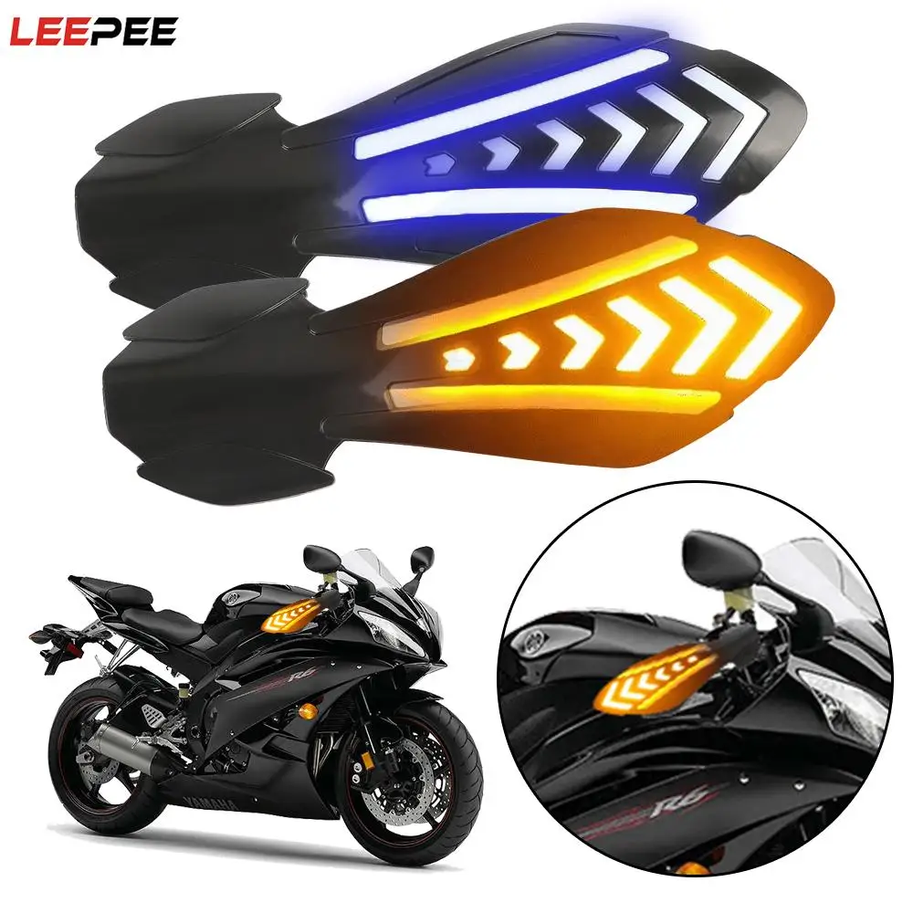 

1 Pair Protector Shield Motorcycle Handguards Waterproof Windproof with LED Flowing Turn Signals Motocross Handlebar Guards
