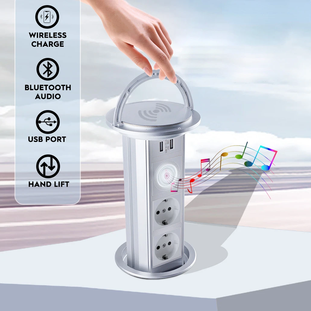 

Евророзетка, подъемник для стола, USB, умный дом, Bluetooth, аудиостол, выдвижная Беспроводная зарядка для кухонного шкафа, ванной комнаты, аксессу...