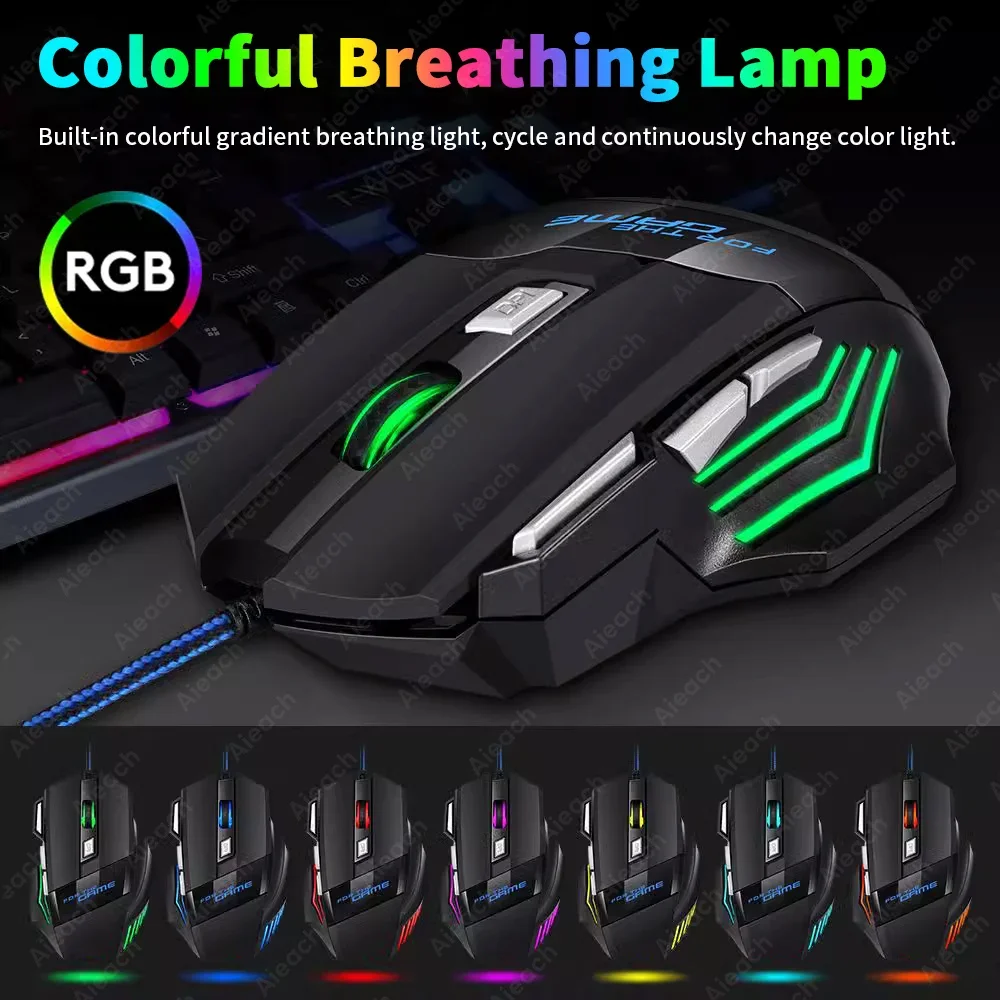Игровая мышь Esports 3200 DPI 7 клавиш игровая с RGB-подсветкой эргономичная Проводная для