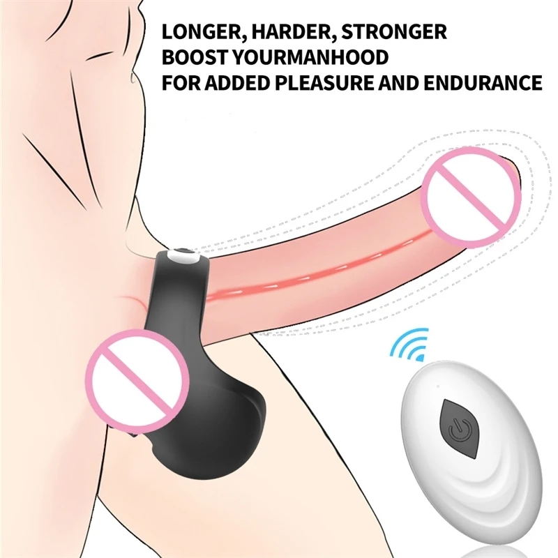 

Wireless Remote Control Penis Vibrator For Men Chastity Double Cock Ring Testicle Bondage Vibrators Sex Toys For Men Masturbator