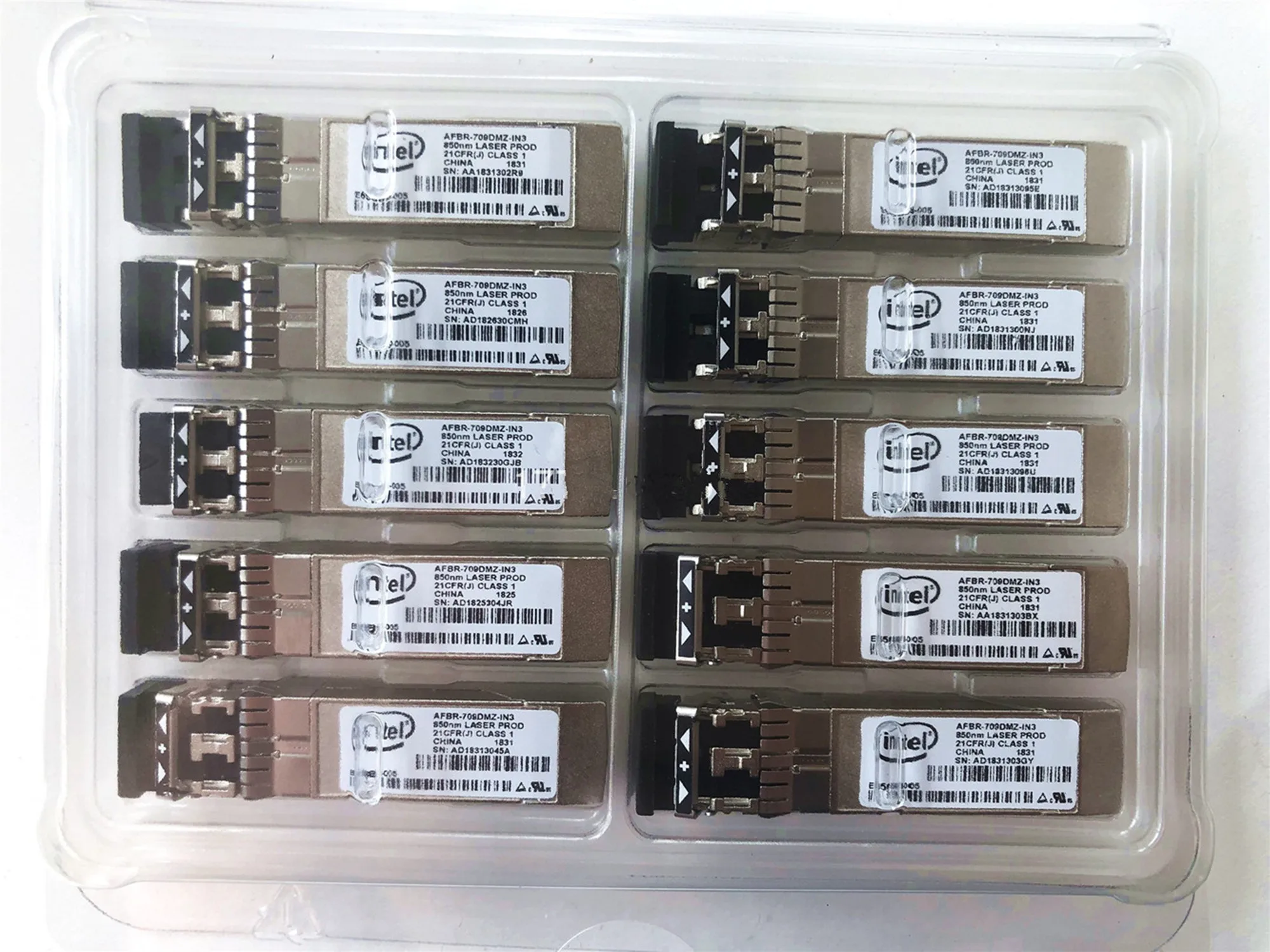 Оптическое волокно sfp+ 10g AFBR-709DMZ-IN3 E65689-005 E10GSFPSR 850NM I-n-tel X520 X710 82599 Сетевой коммутатор