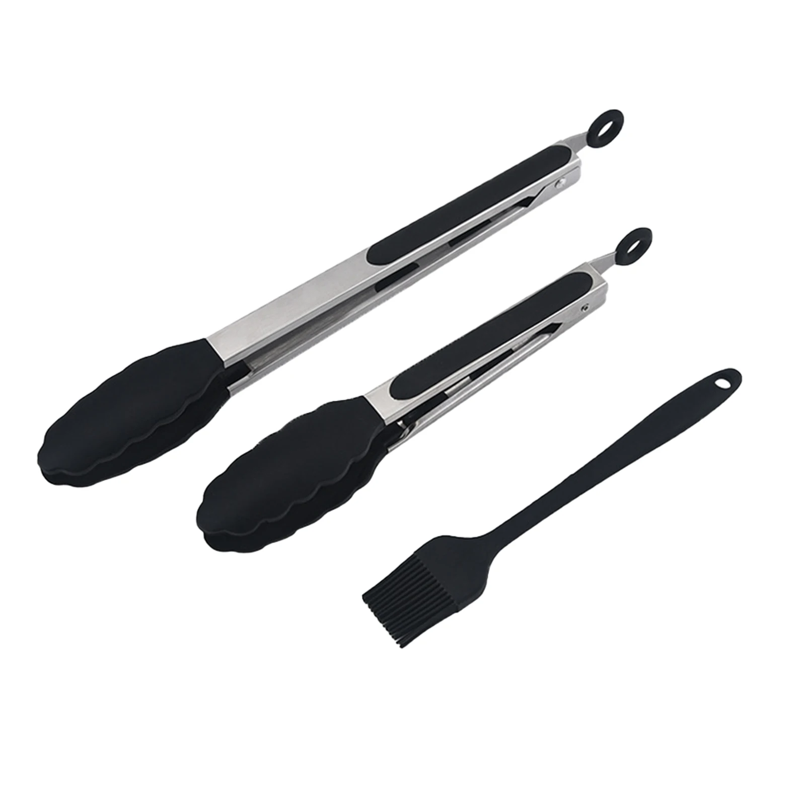 

3pcs Kitchen Tongs Durable Cooking Clip Barbecue Tool Frying Silicone Stands Stainless Steel Gift Small Safe Easy Use Non Stick