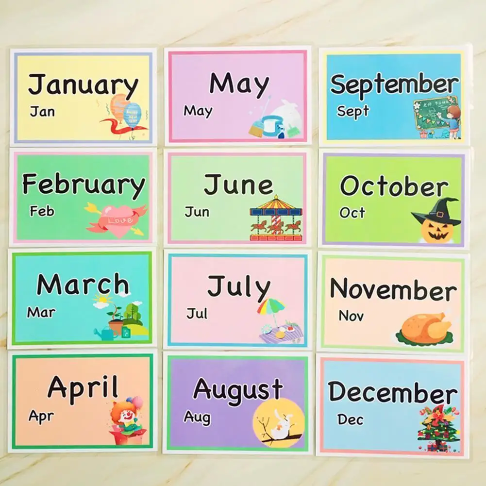 

Montessori Children Month English Word Cognitive Flashcards Early Cards Teaching Words Toy English Aid Learning Kids Educat X1c1