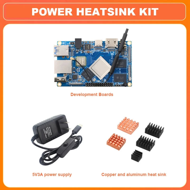 

For Orange Pi 4 LTS Rockchip RK3399 4GB LPDDR4 Programming Learning Development Board+Heat Sink+Power Adapter