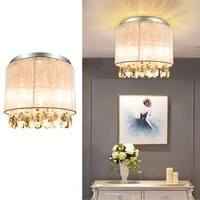 depuley crystal chandeliers flush mount ceiling lighting fixture with cylinder net lamp shade for living room hallway entrance